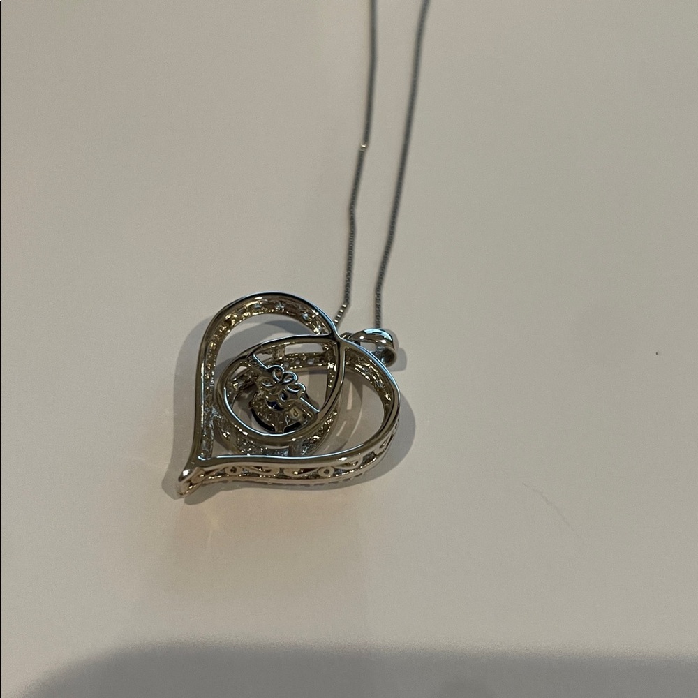 Blue & White Lab-Created Sapphire Heart  Necklace Sterling "Unstoppable Love" - Picture 12 of 15